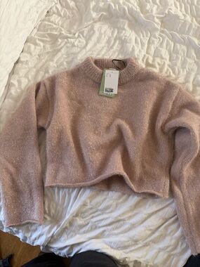 H&M Shimmery Cowl Neck Sweater in Dusty Rose
